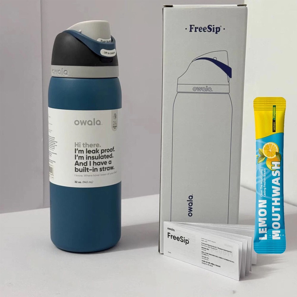 Owala 32oz FreeSip Blue Oasis Limited Edition Water Bottle with Mouthwash New