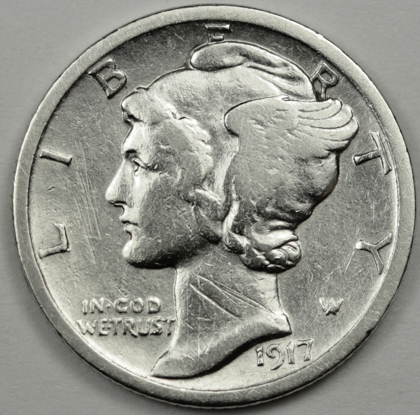 1917-d Mercury Head Dime.  High Grade.   (Inventory A)