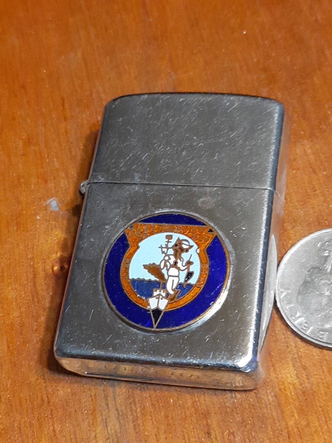 Vtg Flip Top Metal Uss Fairview Lighter For Parts/repair L14 Rely On Us Rare!!!