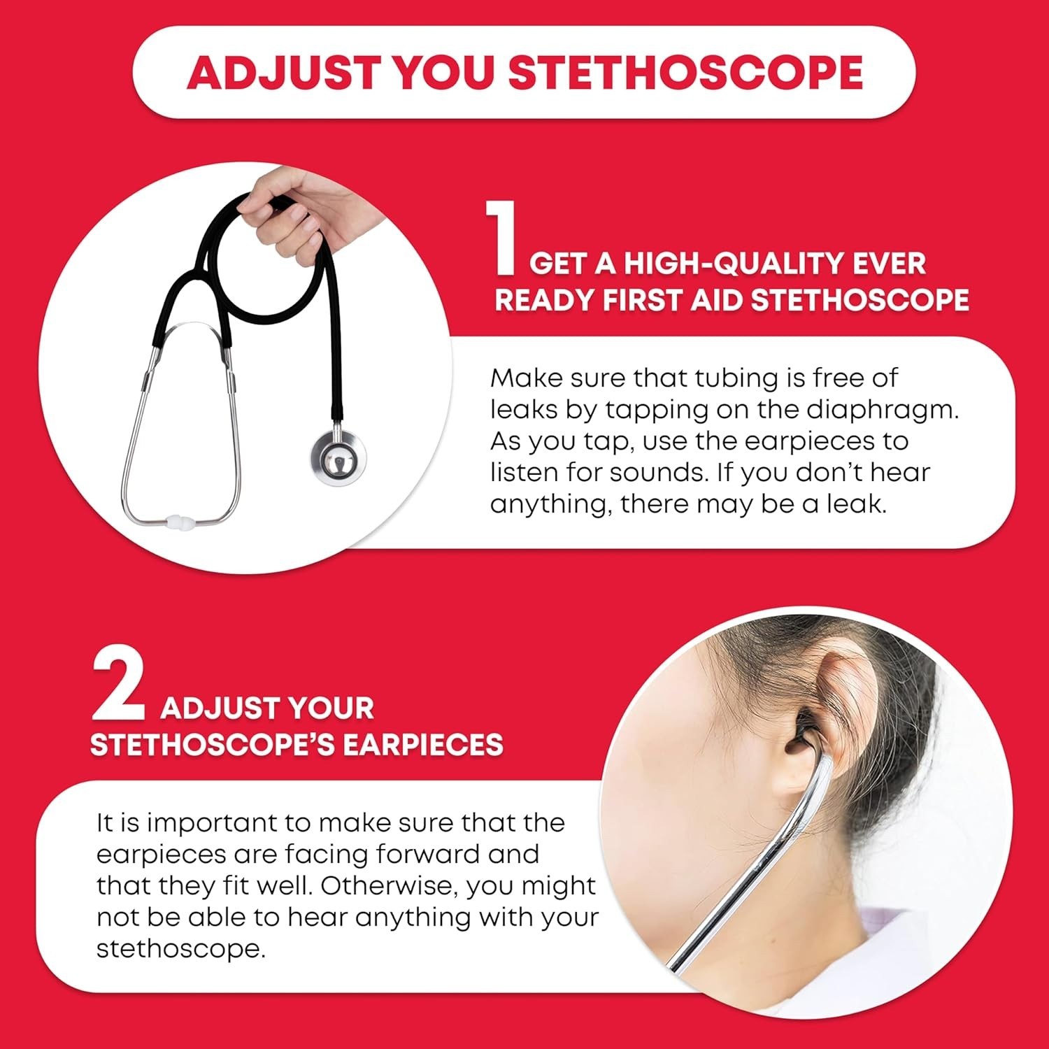 Anatomically Designed Dual Head Stethoscope - Lightweight & Non-Chill, Black