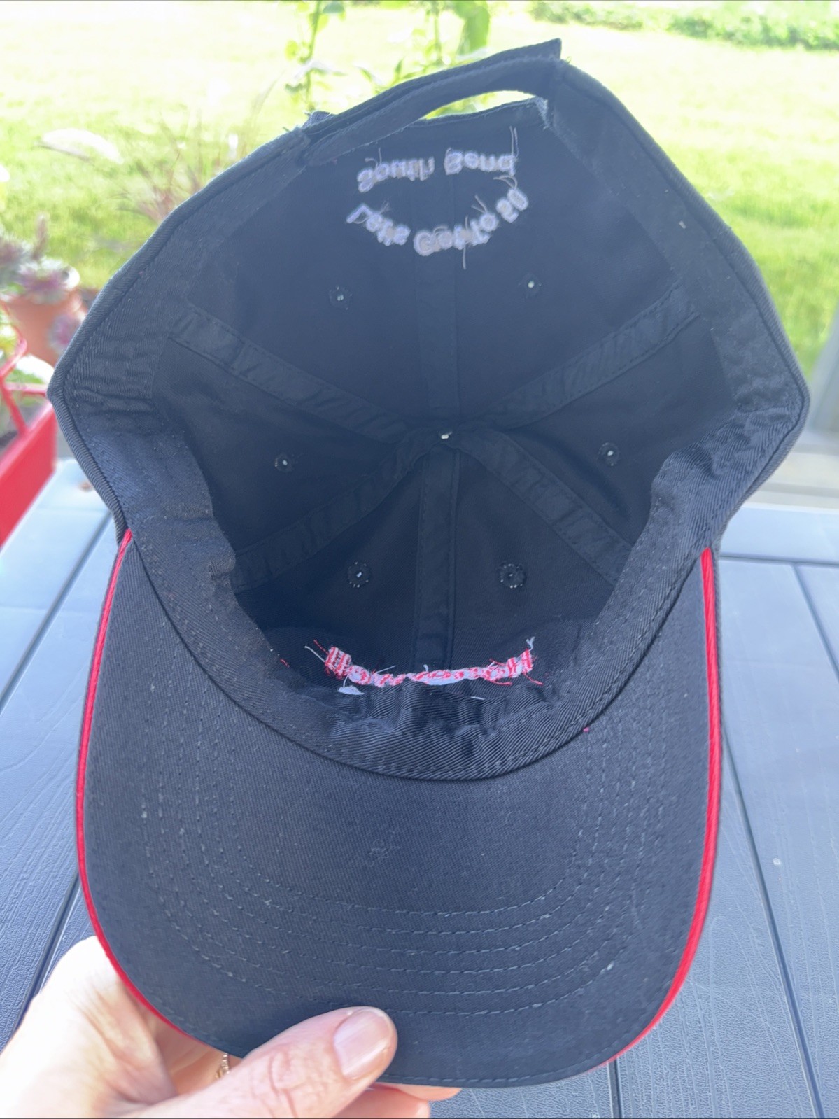 Honeywell Operating System Red Letters on Black Hat Cap Hook Loop South Bend