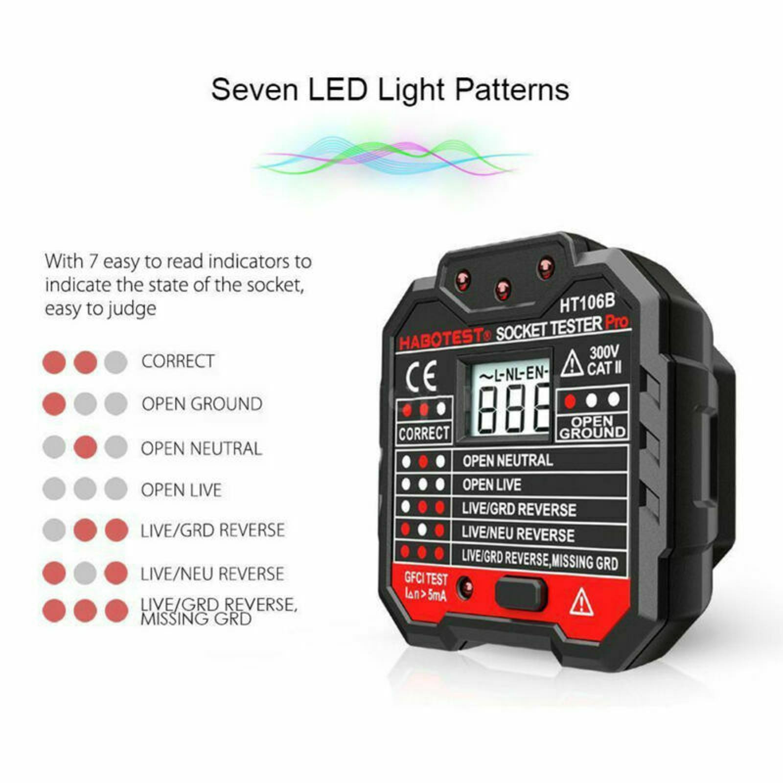 RCD/GFCI Socket Outlets Tester Circuit Voltage Line Detector Breaker Finder Tool
