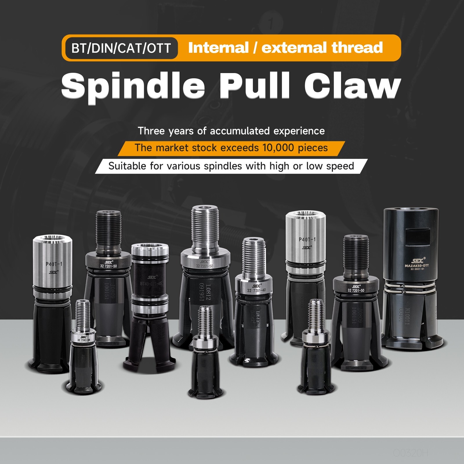 SFX ISO20-OTT Internal Thread Spindle Pull Claw CNC Gripper for ISO Pull Stud