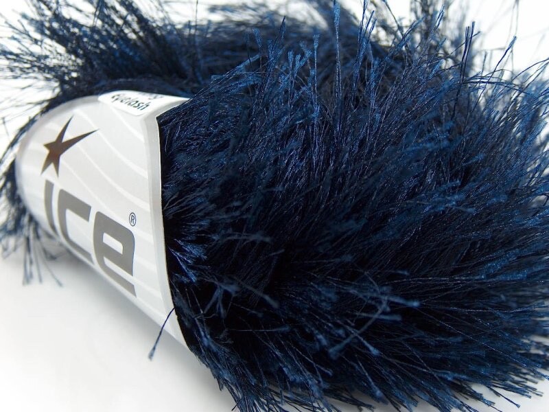 38Yd Navy Blue Extra Long Eyelash Yarn 14158 Ice Yarns Luxurious Faux Fur Yarn