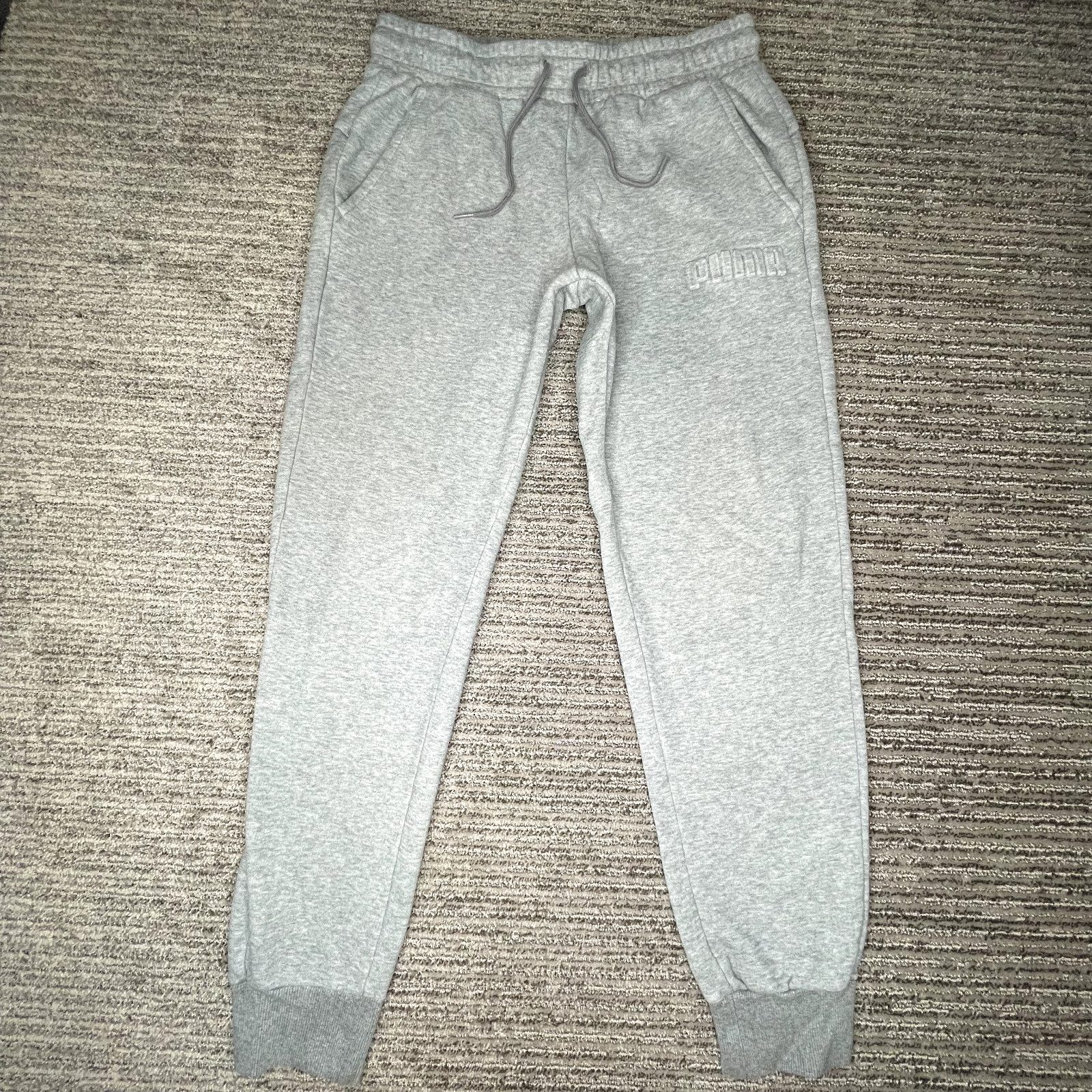 Puma Size M Men Pants Active Elastic Waist Sweatpants Activewear Gym Gray