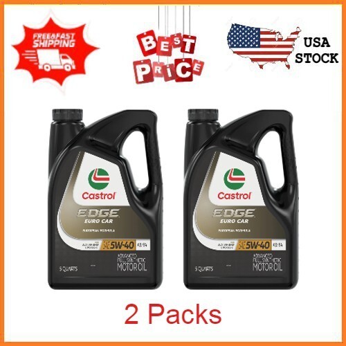 (2 pack) Castrol EDGE Euro 5W-40 A3/B4 Advanced Synthetic Motor Oil, 5 Quarts
