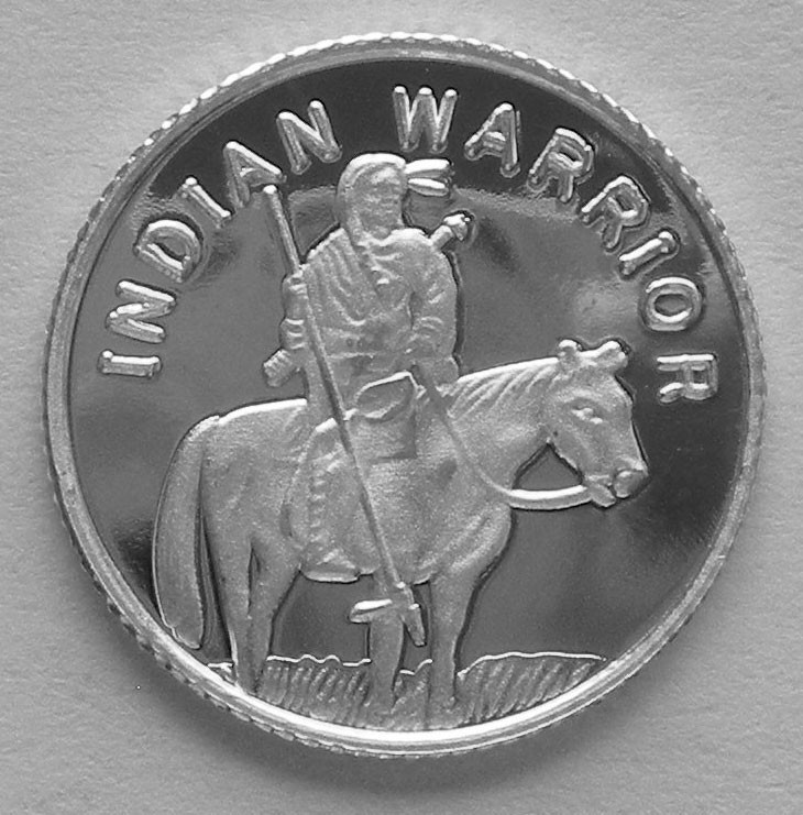 (100) 1 GRAM .999 PURE SILVER ROUNDS OF THE INDIAN WARRIOR b1