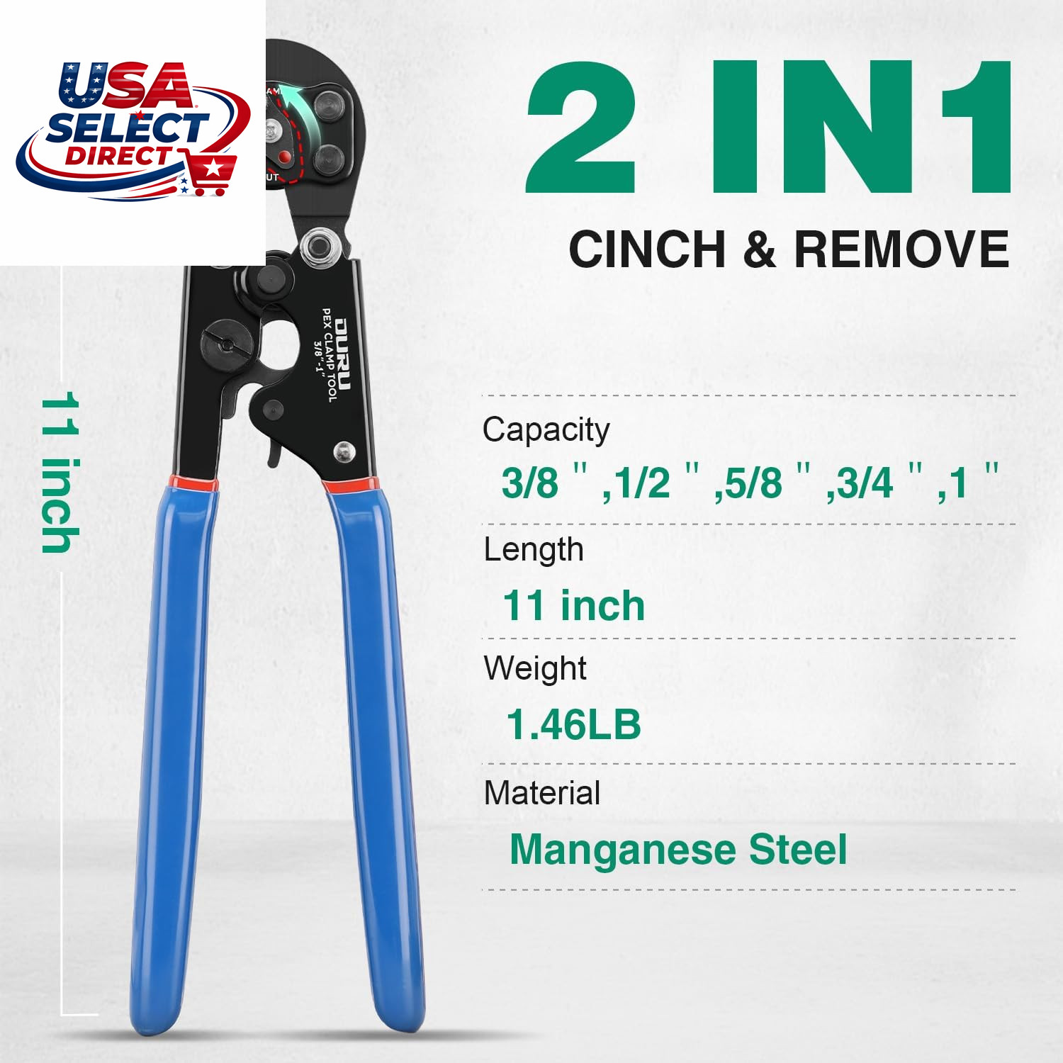 2 in 1 Ratchet Pex Crimping Tool Cinch and Remove Combo Function Pex Pipe Crimp