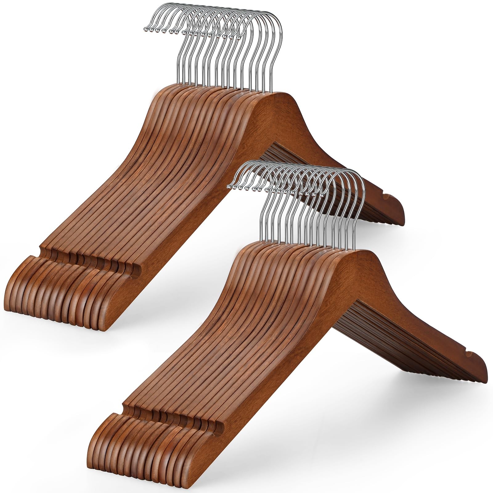 Wooden Hangers 30 Pack, 0.28-inch Thick Slim Wood Clothes Hanger with Flat De...