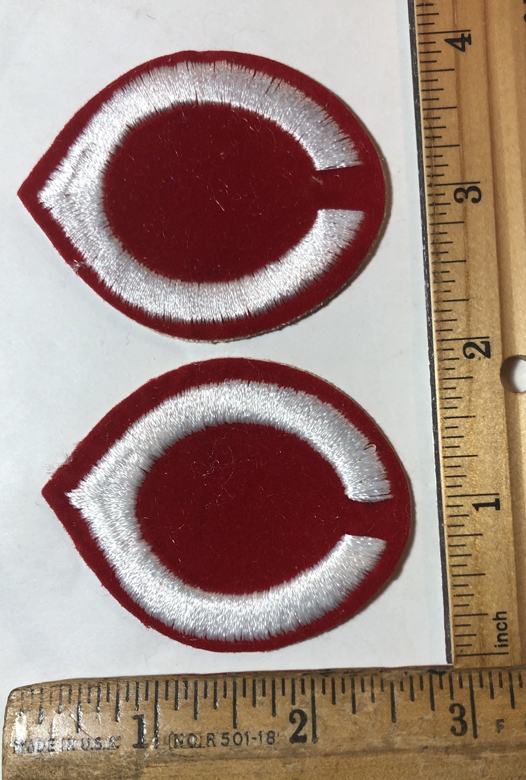 Vintage Lot of 2 Cincinnati Reds Iron On Felt Patch C Logo MLB Baseball