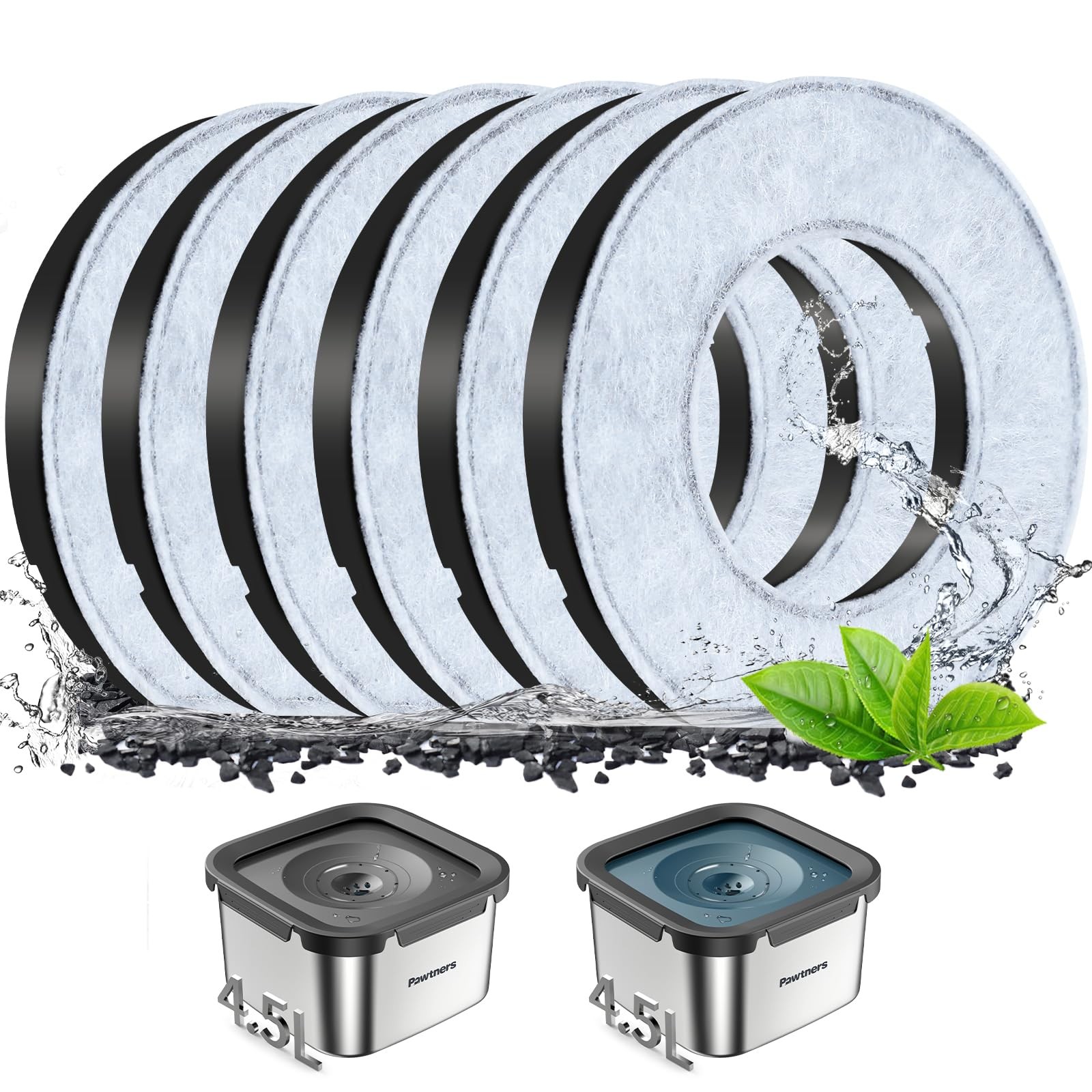 6 Packs Replacement Filters for 4.5L No-Spill Dog Water Bowls