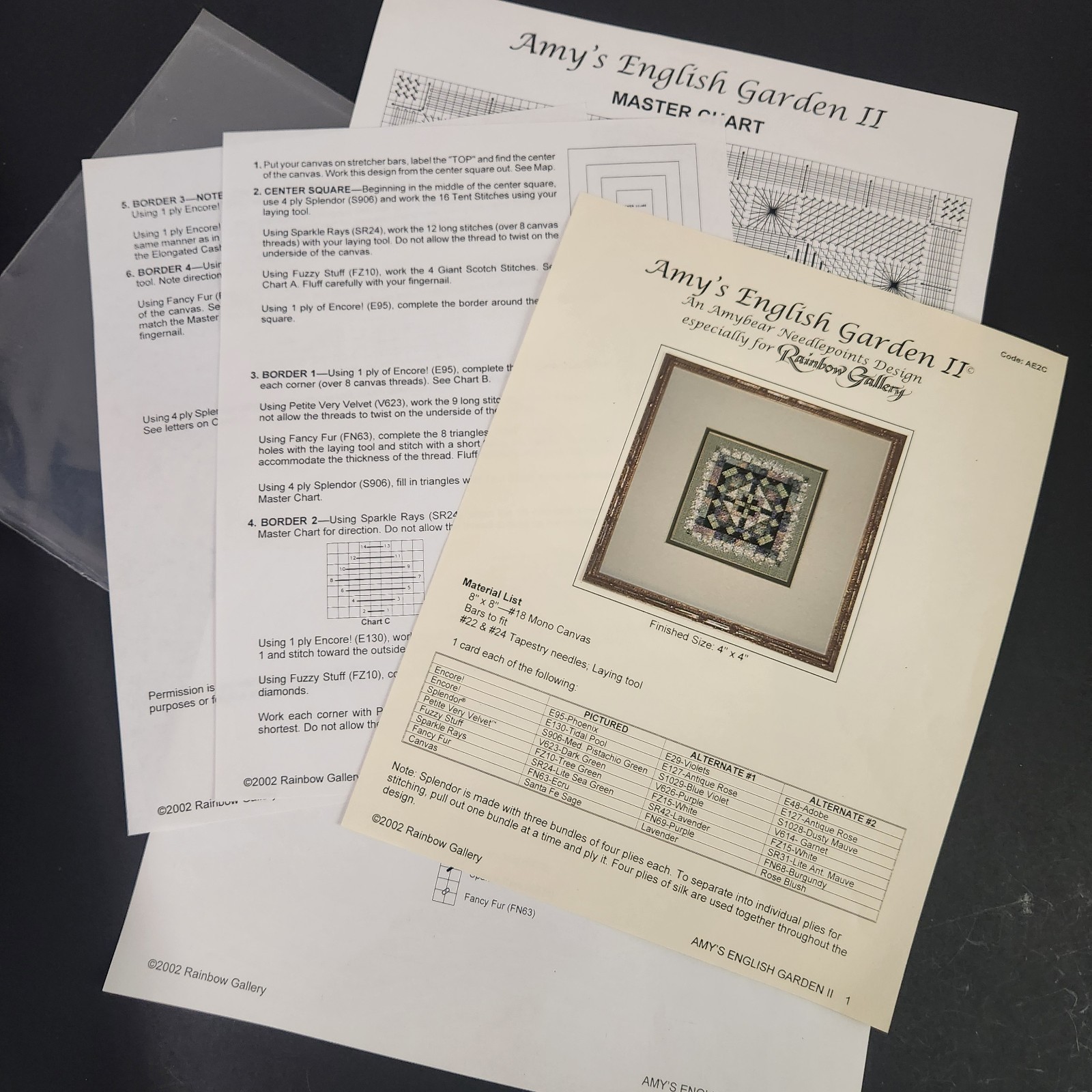 Amybear Needlepoint Design Amy's English Garden II Pattern Chart AE2C