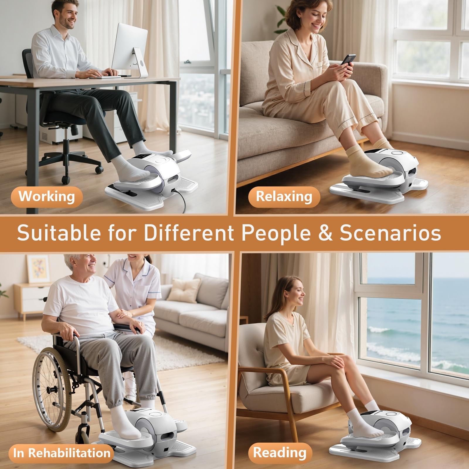 Under Desk Elliptical Exercise Machine, Elliptical Leg Exerciser as Seen on T...