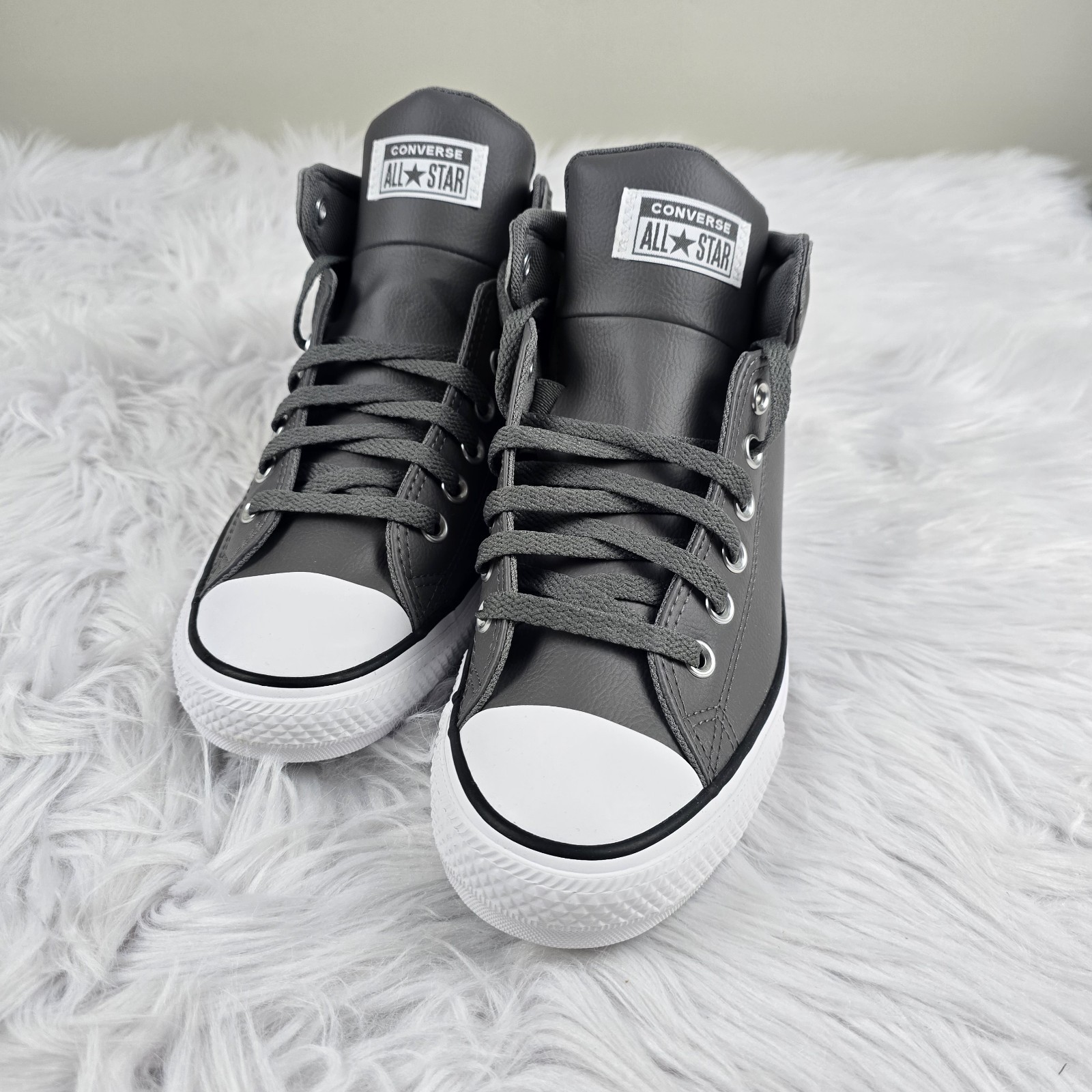 Converse CTAS High Street Mid Shoes A09524C Shark Gray Faux Leather Mens Size 9