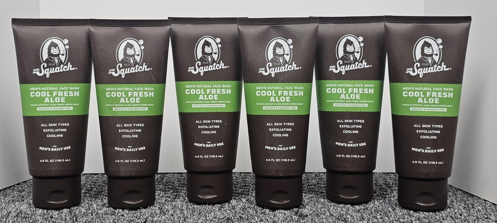 6X Dr. SQUATCH COOL FRESH ALOE Men's Natural Daily Face Wash Exfoliating 4 oz/ea