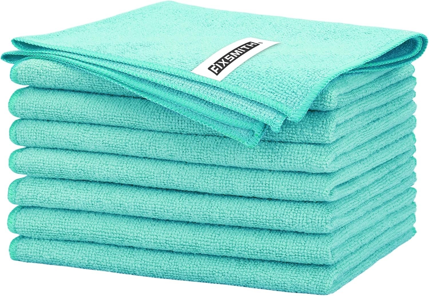 Turquoise Microfiber Cleaning Cloth -Pack of 8, Highly Absorbent Cleaning Rag...