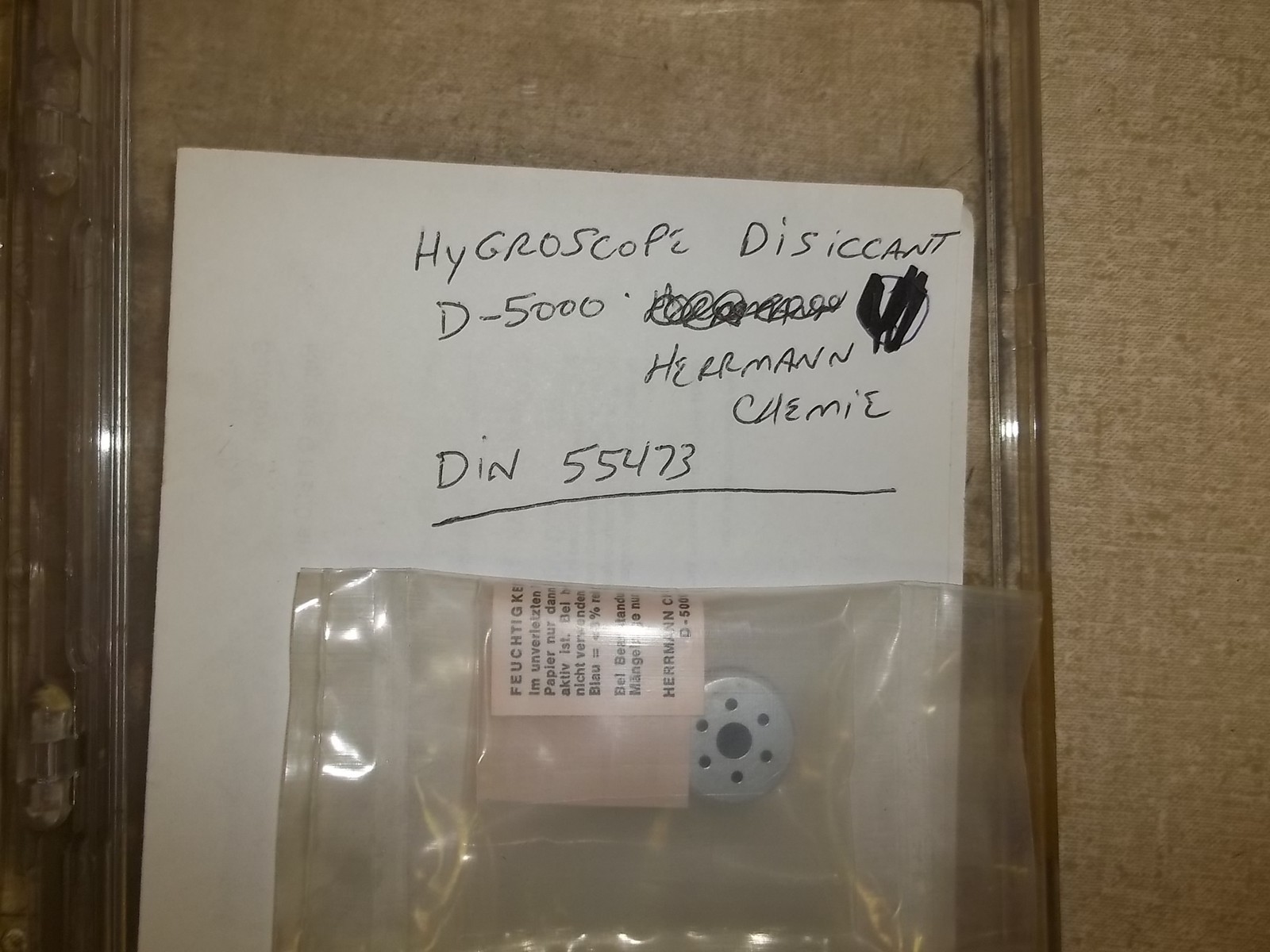 NEW Hermann Chemie Hygroscope Disiccant D-5000 Din: 55473 *FREE SHIPPING*