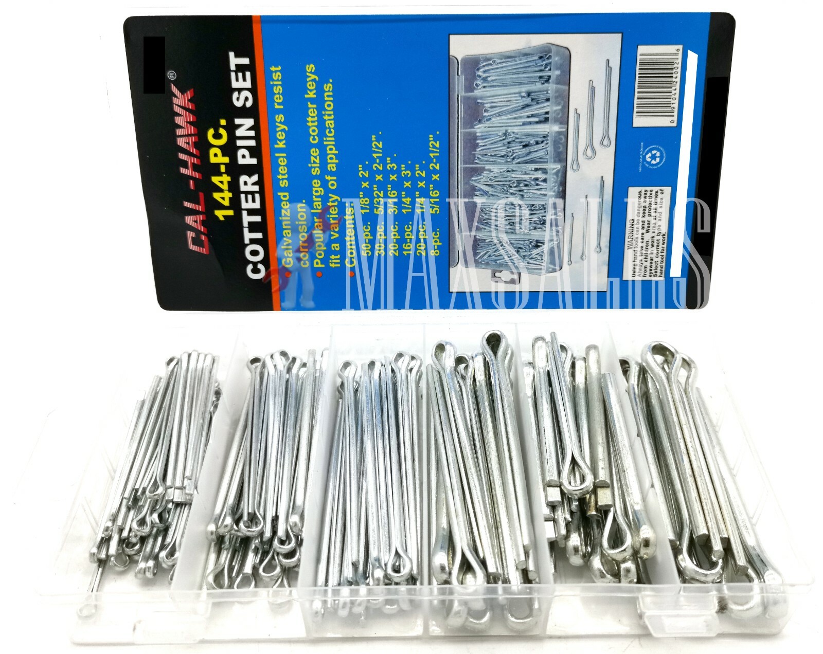 144Pc Large Assorted Cotter Pins Extra Large Pin Assortment Cotter Keys Set