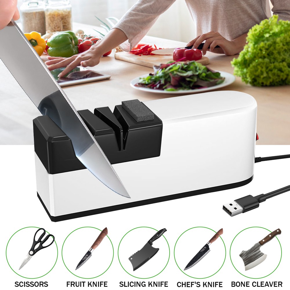 USB Electric Knife Sharpener 4 Stage Knife Sharpener for Kitchen Knives Scissors