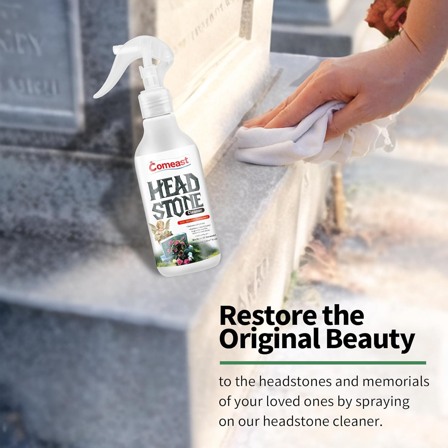 Headstone Cleaner for Graves, Cemetery, Gravestone, Tombstone Cleaner Solution R