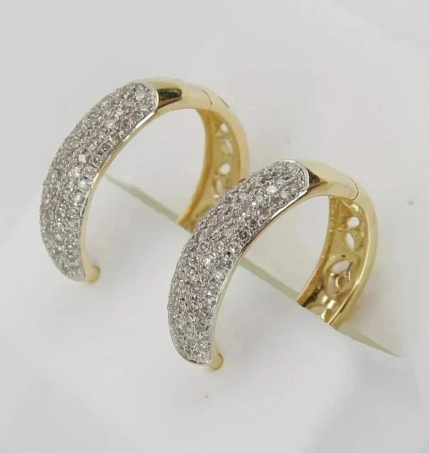 3Ct Round Cut Lab Created Diamond Women's Hoop Earring 14K Yellow Gold Plated