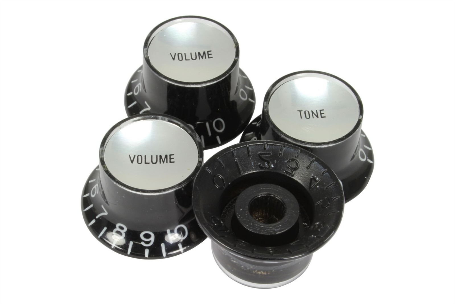 Bell Hat Knobs Black Silver Reflector for Gibson USA 4pk
