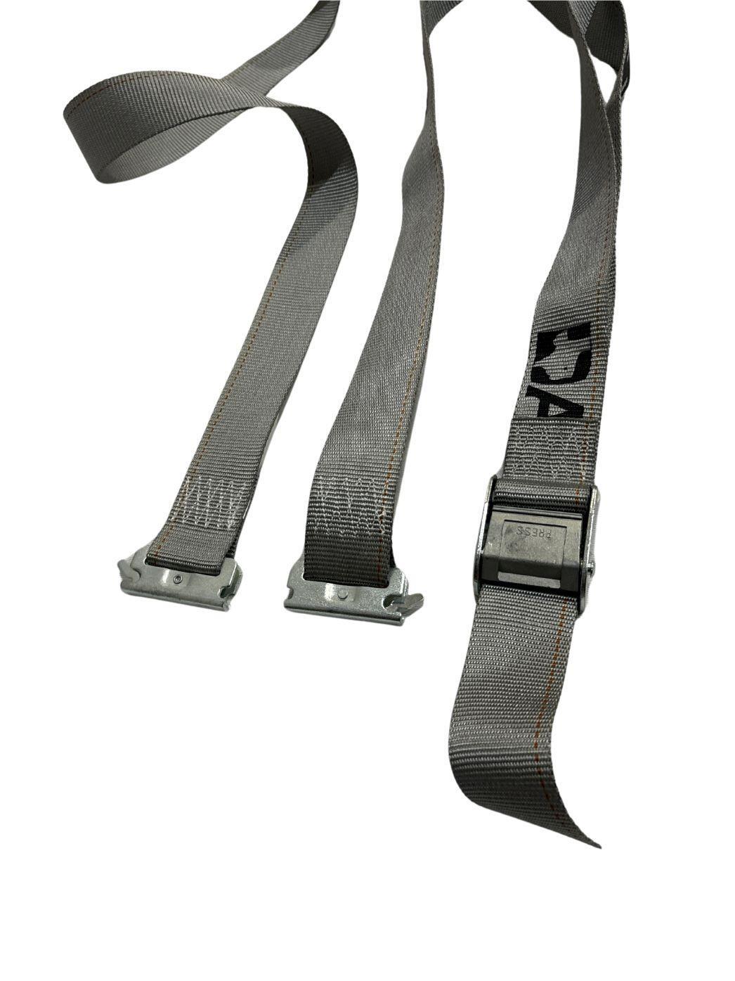 2"x16' Gray E-Track Cam Buckle Strap w/ Spring Fitting (2 Pack)
