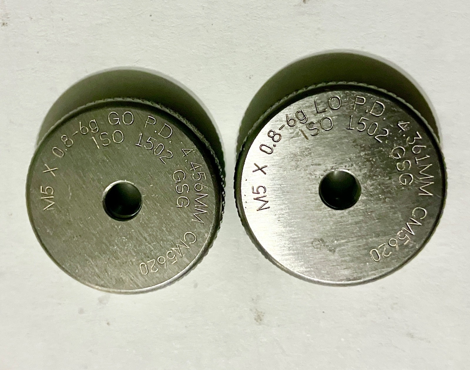 GSG M5 X 0.8 6g METRIC THREAD RING GAGES 5 .8 GO NO GO P.D.'S = 4.456 & 4.361