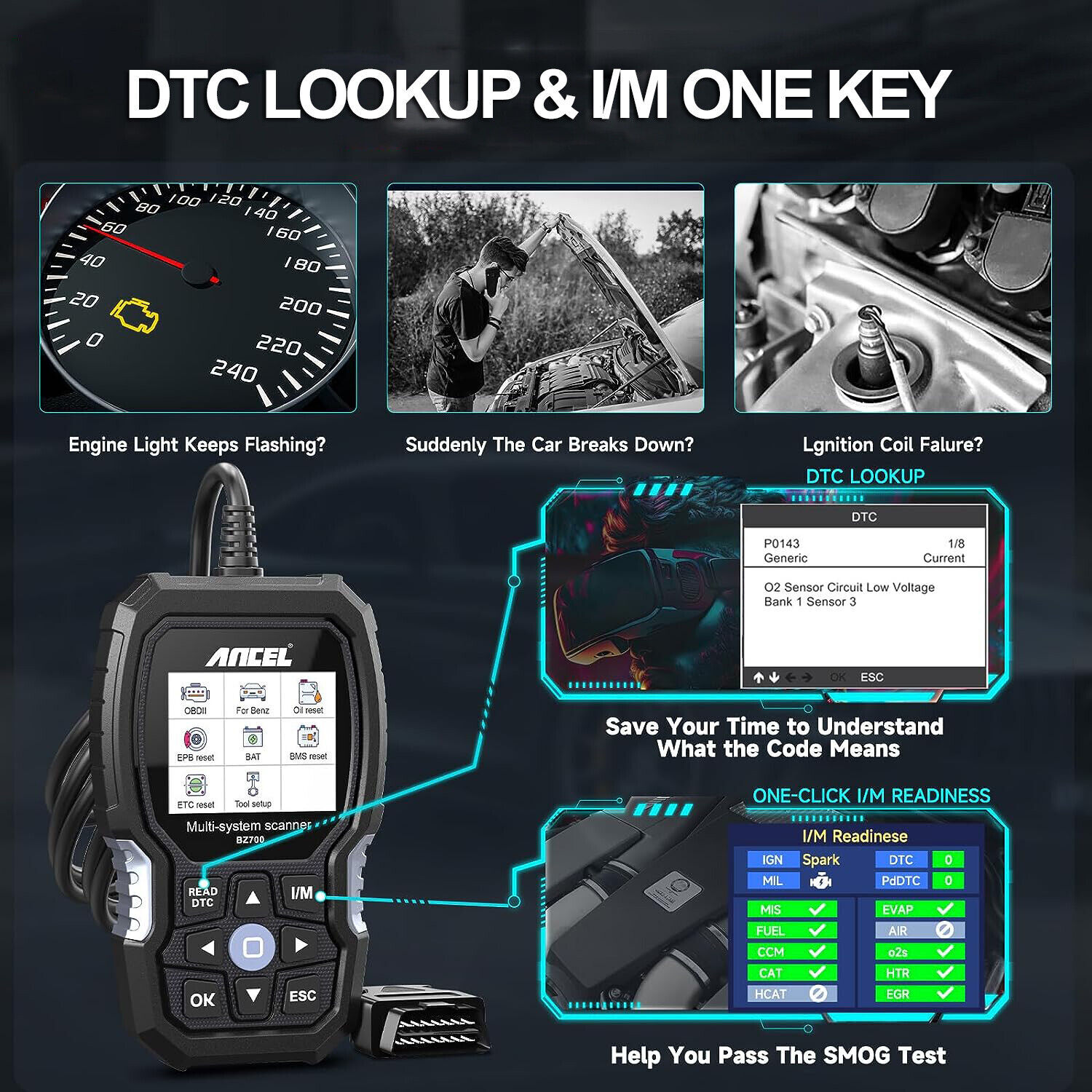 ANCEL Fit for Mercedes Benz Scanner OBD2 All System Diagnostic Tool Code Reader