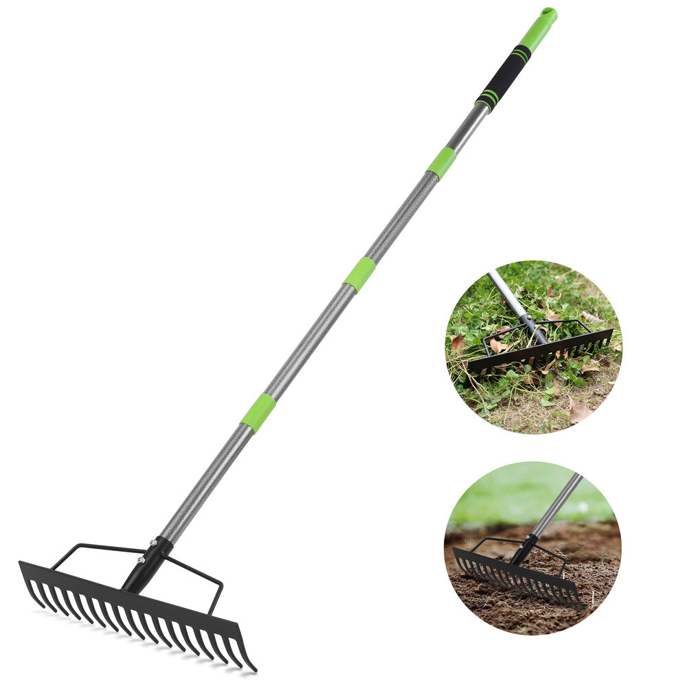 WORKPRO 65 Inch Bow Rake Heavy Duty Garden Rake with Adjustable Handle for Land
