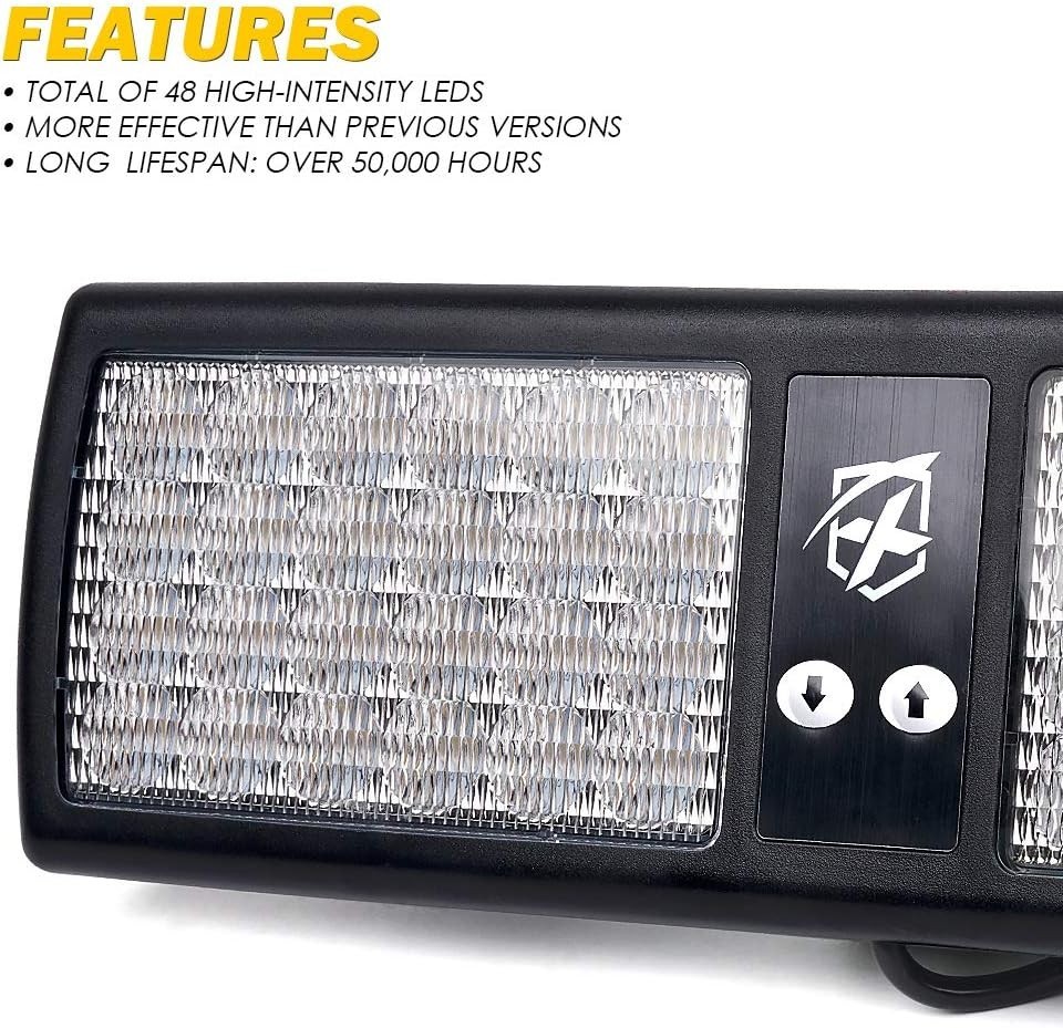 Multi Color 48LED Visor Strobe Lights Interior Windshield Sunshield Hazard Wa...