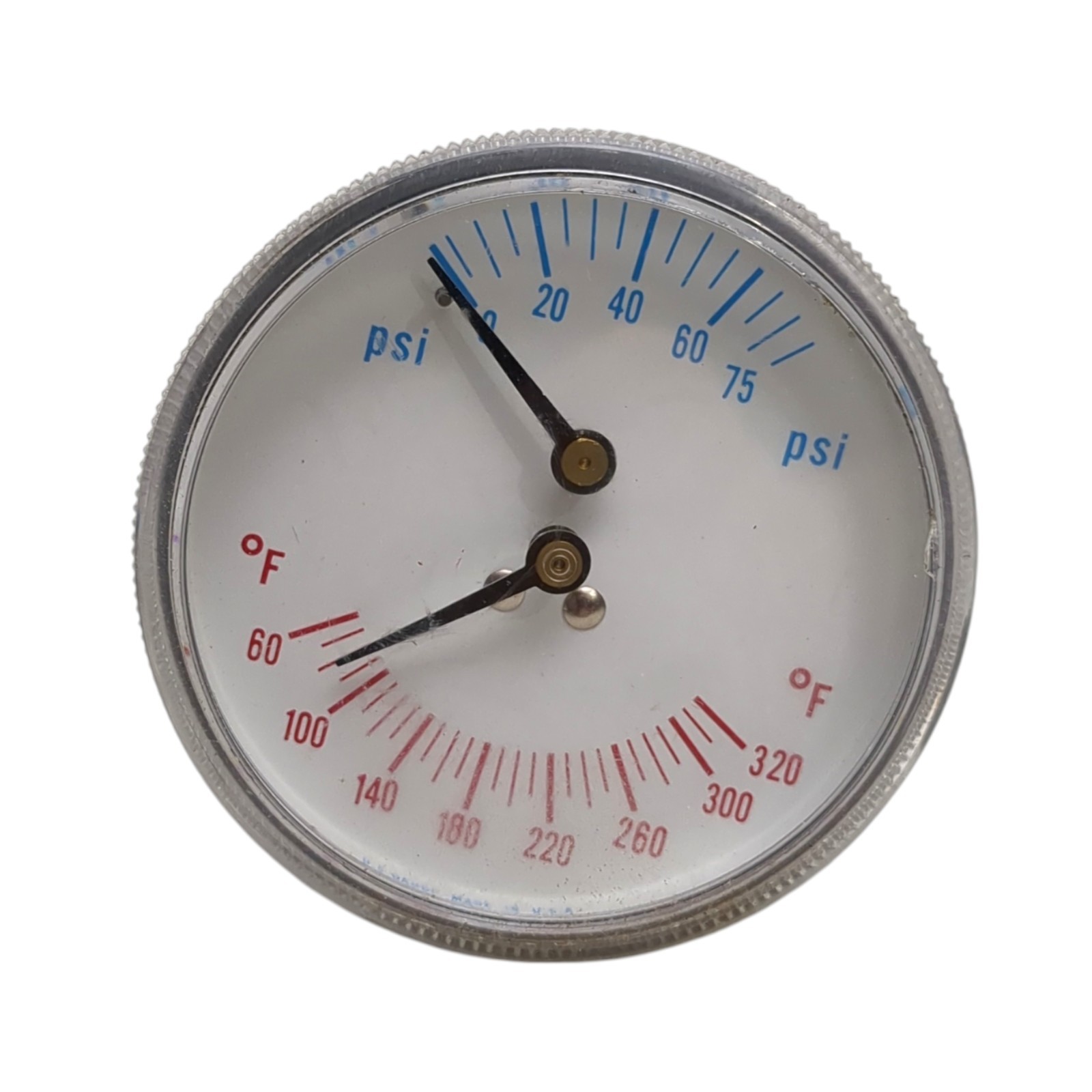 Boiler Gauge, Round, 0-75 Psi, 60 To 260 F, Case Color: Gray, 4Cfc4