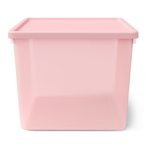 Mainstays Kids Pink Large Plastic Storage Bin with Lid