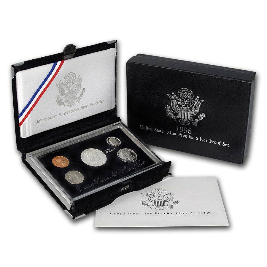 1996-s Premier SILVER Proof Set. Coins in Mint Made Custom Display Box