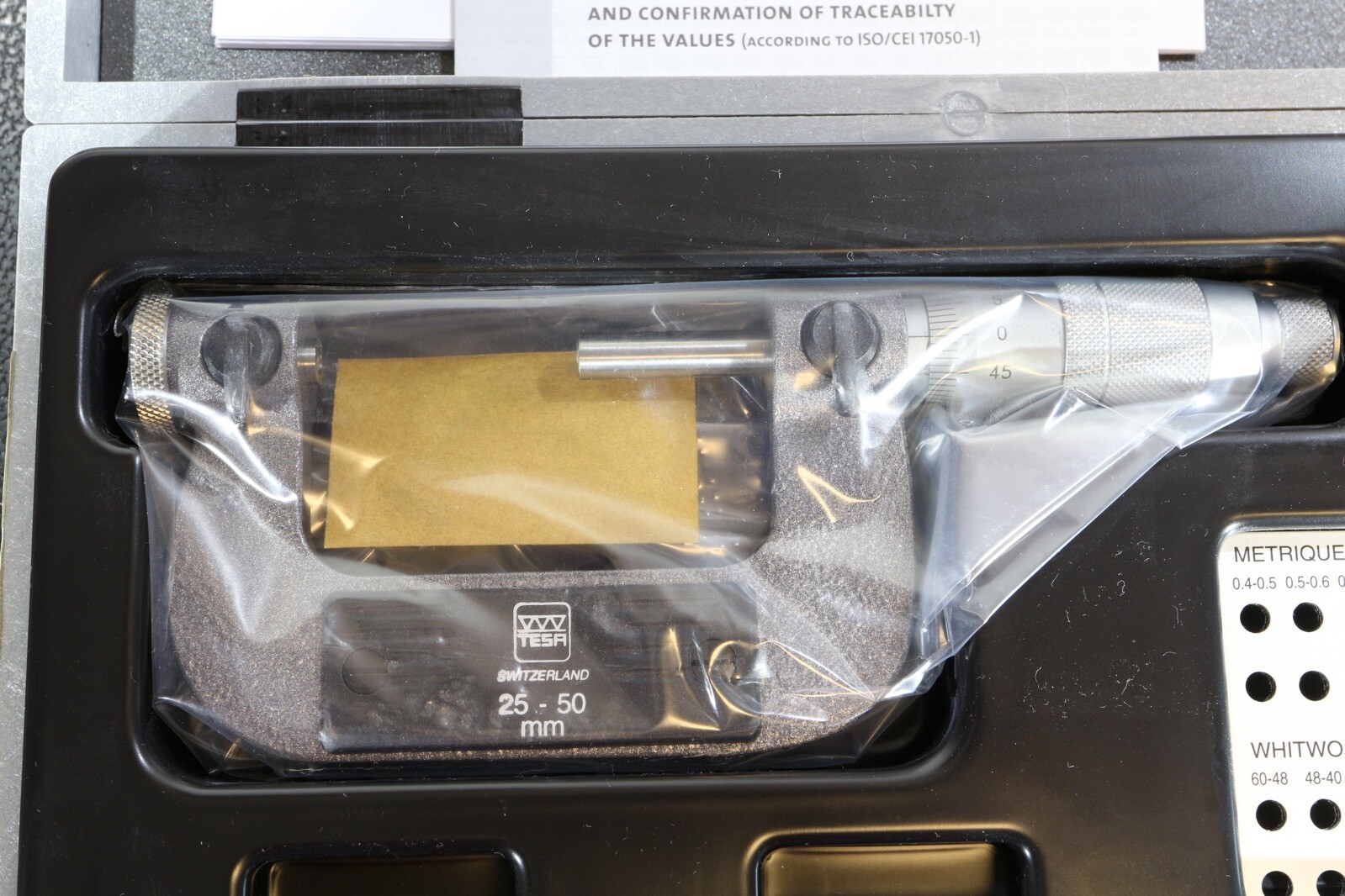 New TESA Brown & Sharpe 25-50mm Screw Thread Pitch Metric Micrometer w/o Anvils