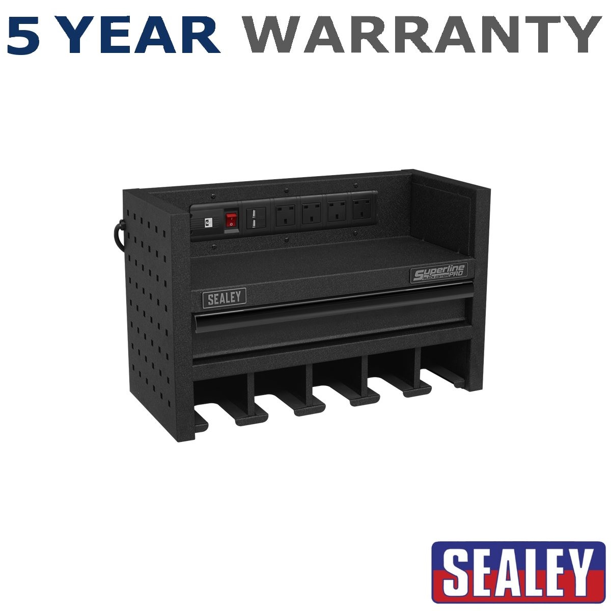 Sealey Superline PRO� Power Tool Storage Rack with Drawer & Power Strip AP22SRBE