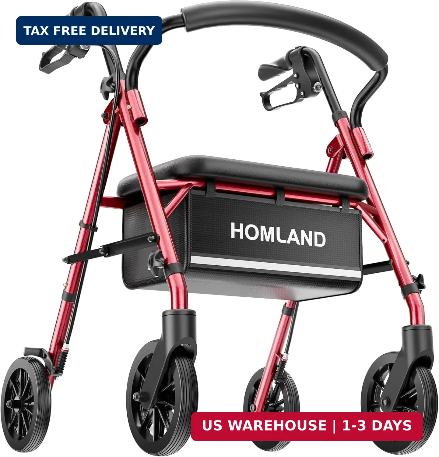 HOMLAND Walkers for Seniors with Seat, 16 Pounds Lightweight Rollator Walker wit