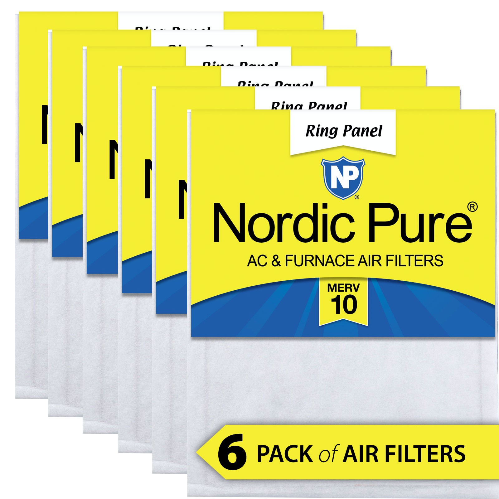 Nordic Pure 14x25x 1/2 Half Inch Ring Panel MERV 10 Furnace Air Filters 6 Pack