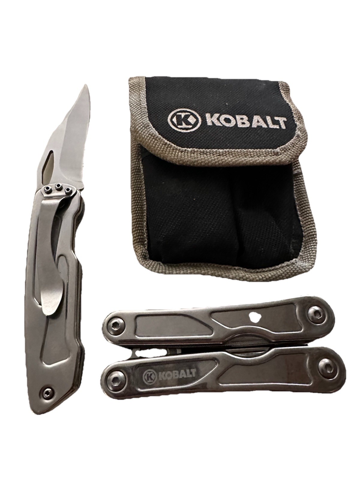 Kobalt Multi-Tool Stainless Steel 10 Tools  With Knife & Carry Pouch, Excellent