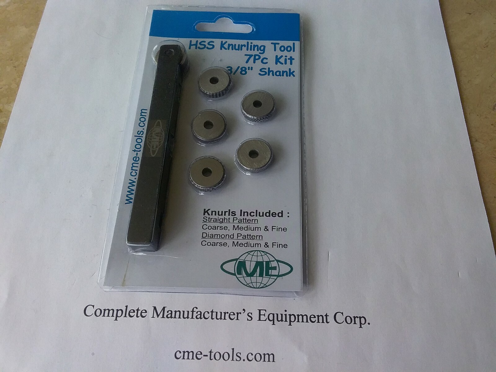 Knurling Tool 7pc Kit 3/8x4" Shank 6 HSS knurls included  IN-GHT-7445 --new