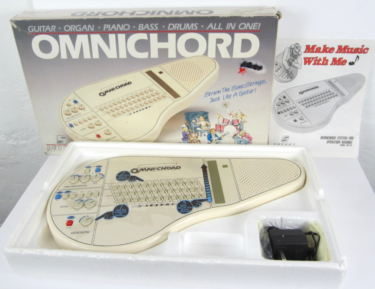 Suzuki Omnichord OM-36 Beige Original Box, Adapter And Manual Tested Working