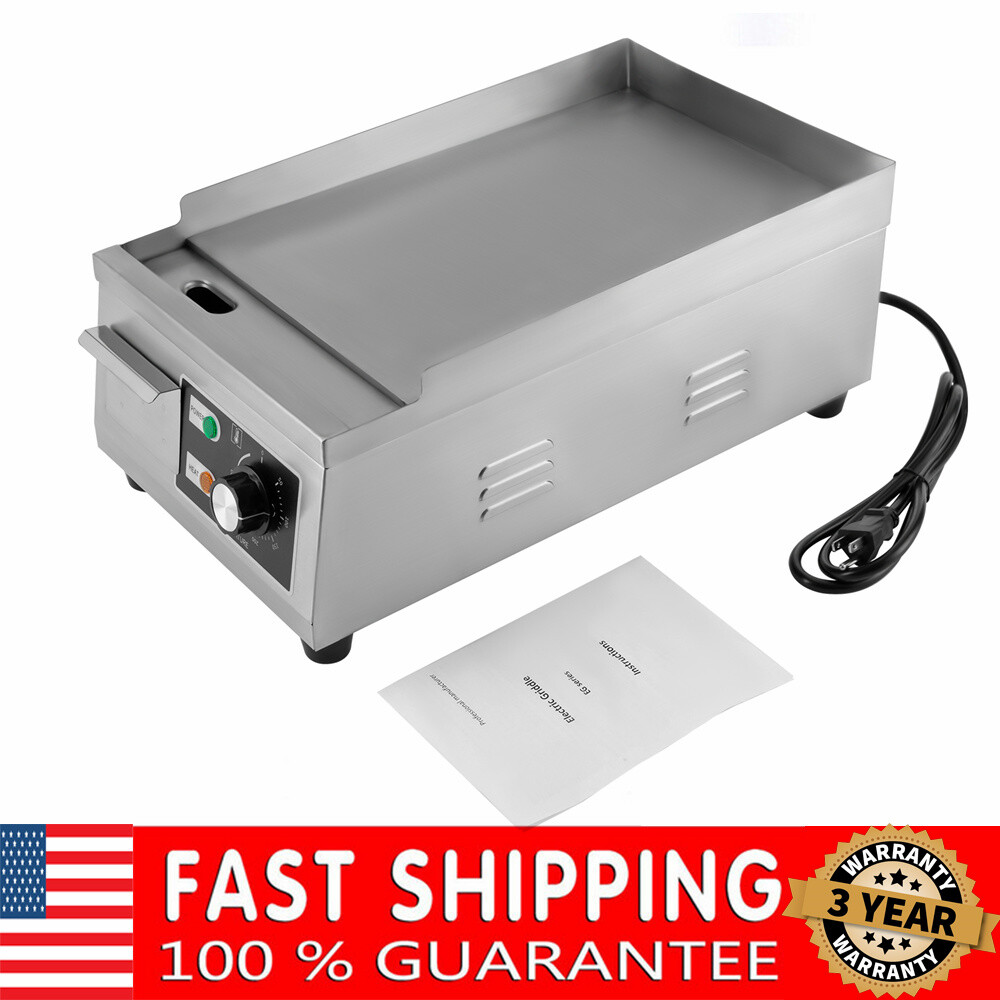 Electric Griddle Flat Top Grill 1300W 15.75" Hot Plate BBQ Countertop Commercial