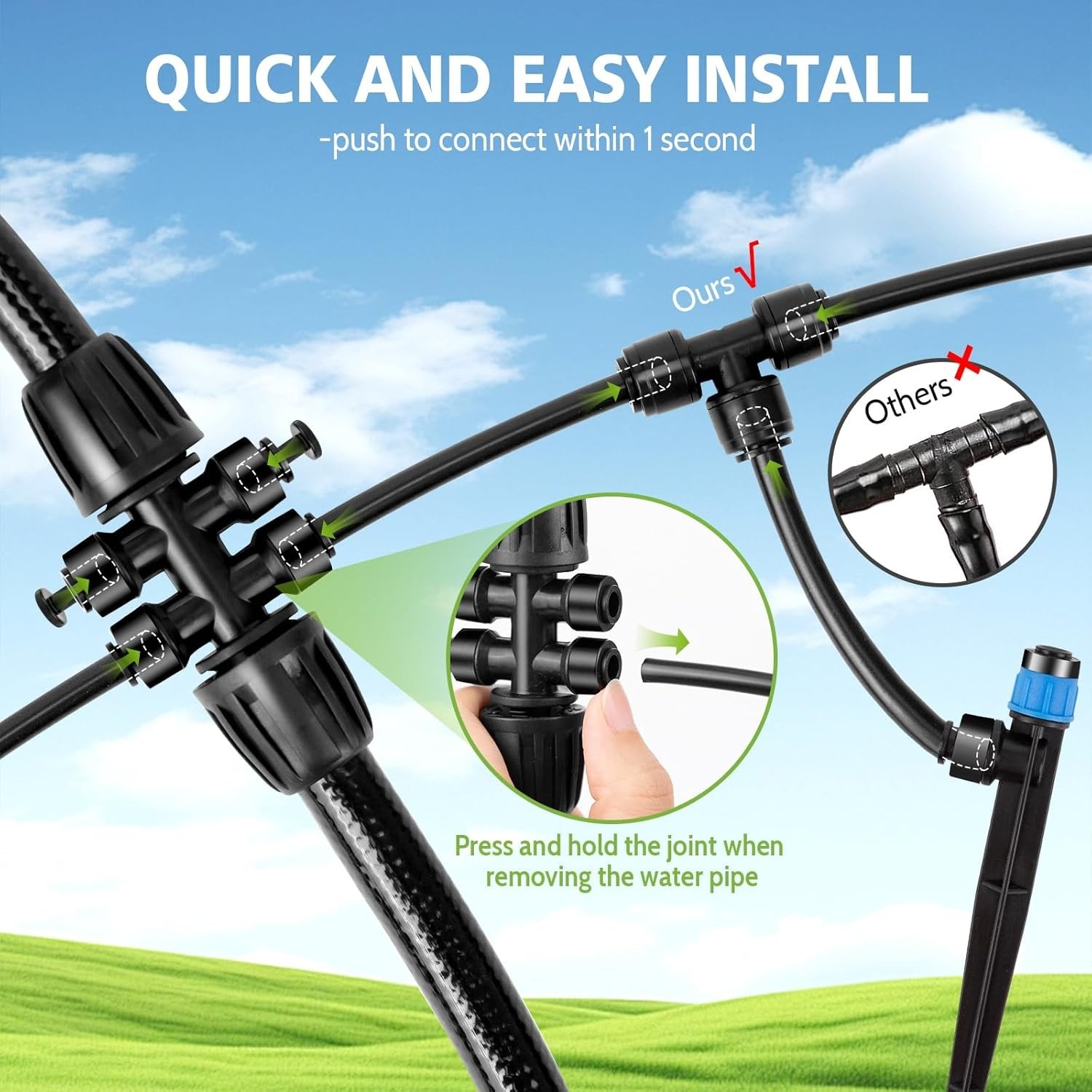 Automatic Drip Irrigation System Kit, 230FT Quick Connect Watering System for