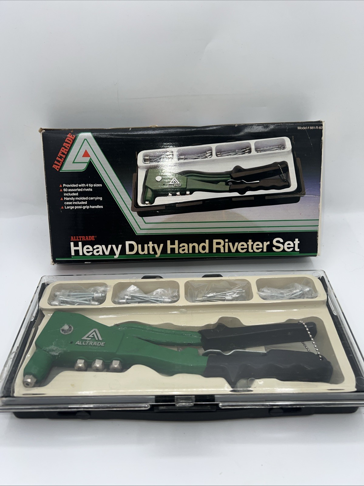 Alltrade Hand Rivet Tool Riveter 10-inch Vintage with Original Case And Box NOS