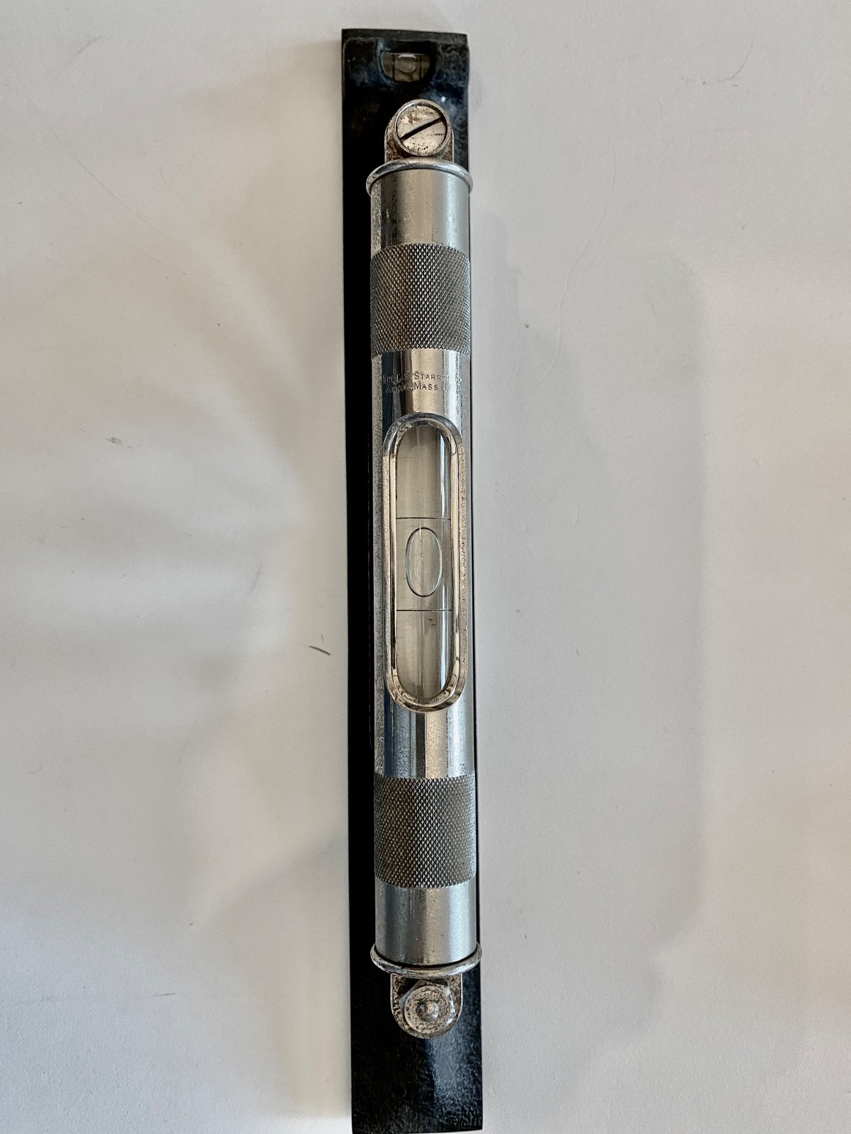 L. S. STARRETT NO.97  12" MECHANICS' LEVEL PLAIN VIALS BASE HAS CROSS LEVEL