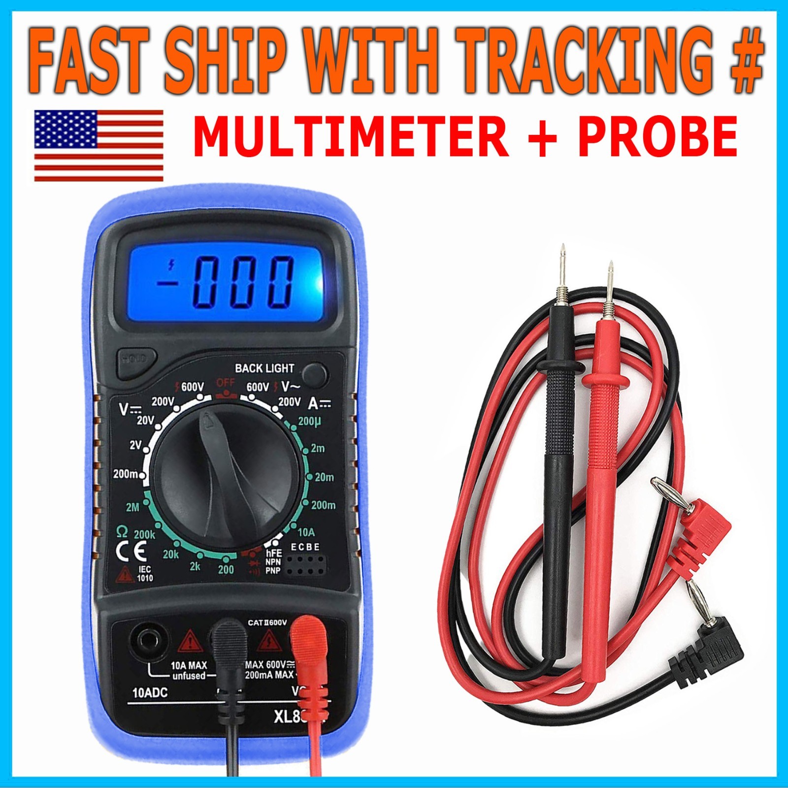 Digital Multimeter AC DC Voltmeter Ammeter Ohmmeter Volt Tester Meter WITH PROVE