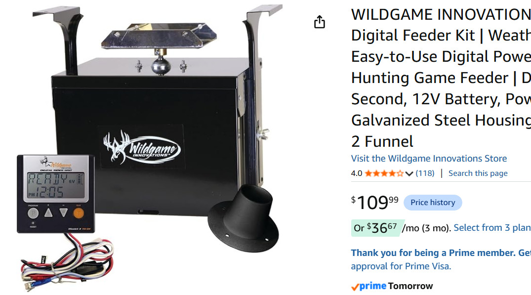 Wildgame Innovations TH-12VD Hanging Feeder, automatic deer feeder