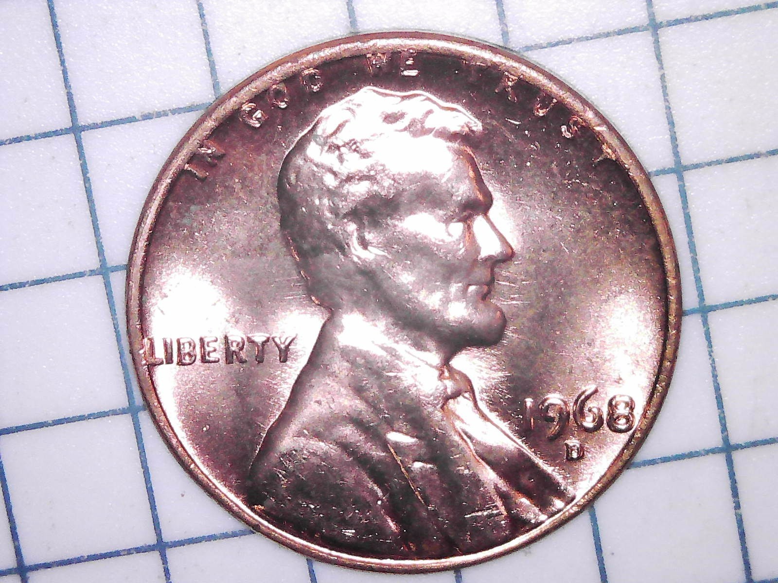 UNCIRCULATED 1968-D LINCOLN MEMORIAL CENT, POSSIBLE DDR VARIETY