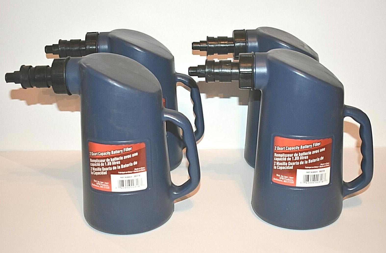 (4)  2 Quart Battery Filler Bottle Jug Automatic Shut Off Golf Cart RV Car Truck