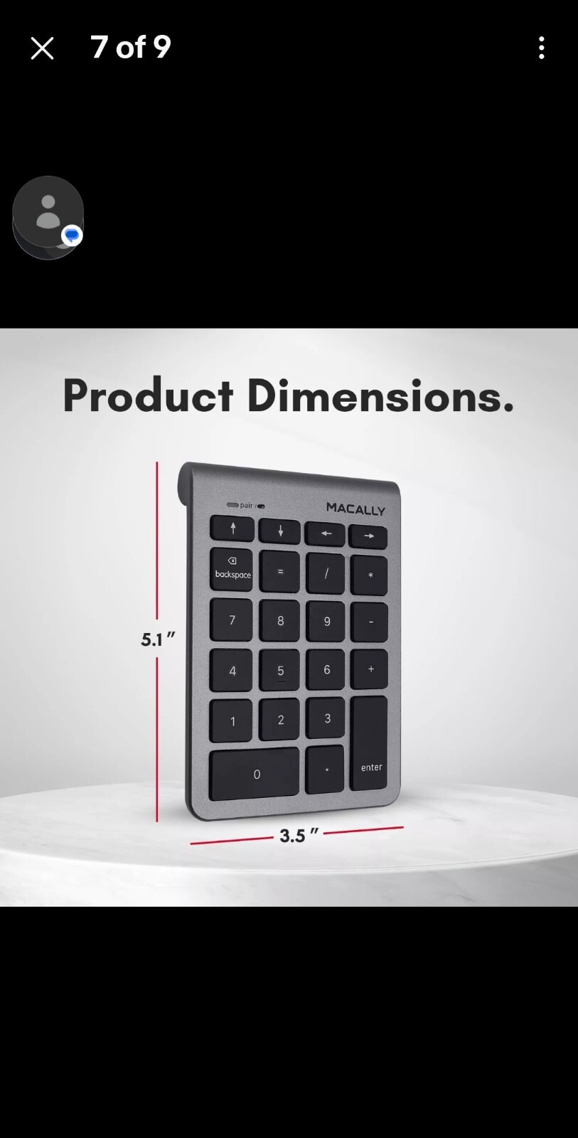 Macally Bluetooth Number Pad for Laptop - Wireless Numeric Keypad - 35-Key Nu...